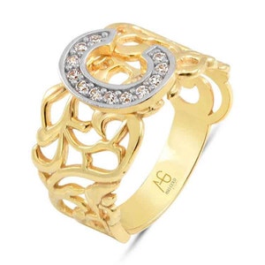 Anillo con letra C* Anillo con letra de oro de 14 quilates para mujer Joyas de uso diario* Para madre Delicado anillo con letra de oro Regalos de cumpleaños* Regalos de Navidad para ella