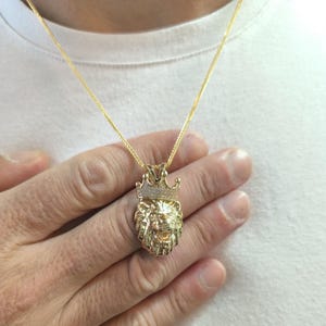 3.5 Cm Lion Gold Pendant 14K Solid Gold Lion Necklace For Dad Birthday Gift Lion Gold Pendant For Men Gifts Real Gold Lion Charm Big Size