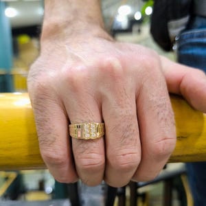 Rustic 14K Gold Signet Ring for Men: Handmade Birthday Gift