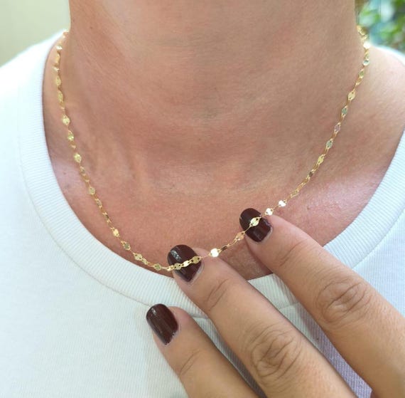 Mirror Chain* 14K Gold Mirror Chain for Women Christmas Mirror Chain* 14K Gold Mirror Chain for Women Christmas