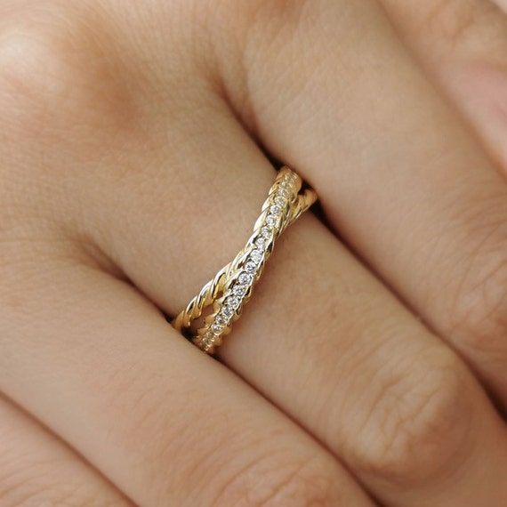Twist Ring 14K Dainty Solid Twist Ring Gold for Girl Birthday Jewelry for Women Elegant Gold Ring Everyday Jewelry Christmas Gifts Women Etsy