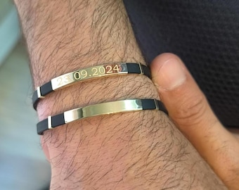 14K Name Bracelet Solid Gold For Men Personalized Bracelet Everyday Jewelry Couple Name Custom Bracelet Birthday Jewelry Couple Gifts