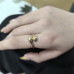 Drop Ring* 14K Gold Waterdrop Ring For Girl Friend Anniversary Gifts* Teardrop Ring For Women Gifts* Bottega Gold Ring For Everyday Jewelry