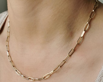 Paperclip Chain Necklace* 14K Gold Paperclip Necklace For Women Gifts* Paperclip Chain Bracelet For Men Birthday Gifts* Paperclip Bracelet