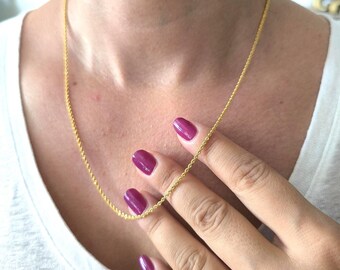 14K リアルゴールド ロープネックレスチェーン 3mm 刻印入りロープ