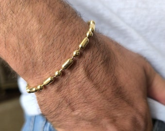 Bead Chain* 14K Gold Bead Chain Bracelet For Men And For Women Gift* 5mm Bead Chain Necklace Birthday Gifts For Boy* Hallow Balls Chain