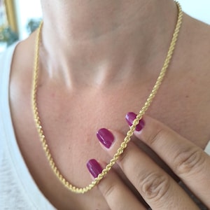 14K Gold Rope Chain Necklace: Handmade 3,5 mm Real Gold, 21.5 inch
