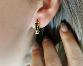 14 K Gold Olive Stone Earrings Minimal Baugette Olive Earrings Birthday Gifts Choose Your Stone Earrings For Girl Christmas Gifts Solid 14K