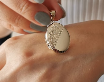 Oval Medaillon Halskette 14K Gold Locket Anhänger für Mutter Geburtstagsgeschenke für Liebhaber Medaillon mit Foto Goldanhänger personalisierte Medaillon Geschenke