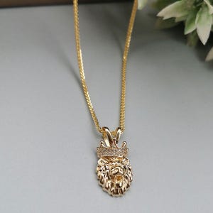 2.5 Cm Lion Gold Pendant 14K Solid Gold Lion Necklace For Dad Birthday Gift Lion Gold Pendant For Men Gifts Real Gold Lion Charm