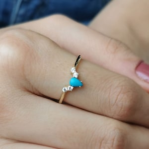 Turquoise Ring* 14K Solid Turquoise Gold Ring For Girl Birthday Jewelry* For Women Gold Turquoise Ring Everyday Jewelry* Turquoise Gifts Mom