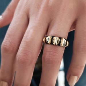 Black Enamel Ring*14K Gold Enamel Ring For Women Birthday Gifts* For Mother Enamel Jewelry Dainty Gold Ring Christmas Gifts* Real Gold Ring
