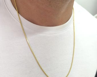 14K Gold Box Chain Necklace: Handmade Solid Gold, 2mm