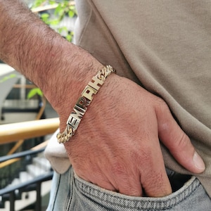 Personalized Bracelet* 14K Gold Custom Name Bracelet Formen Jewelry* Handmade ID Name Bracelet* Curb Chain Personalized  Name Bracelet Gifts