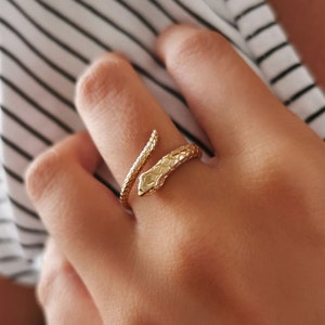 Snake Ring* 14K Gold Snake Ring For Girl Birthday Gifts* For Women Snake Ring* Snake Ring Gold Jewelry* Christmas Gifts For Snake Lovers