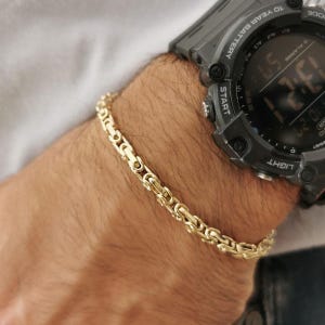 14 K Gold King Chain Bracelet: Handmade King Model