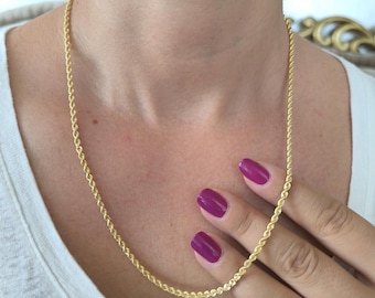 14K ゴールド ロープ チェーン ネックレス 2.2 mm 2.8 mm 3.3 mm 4 mm