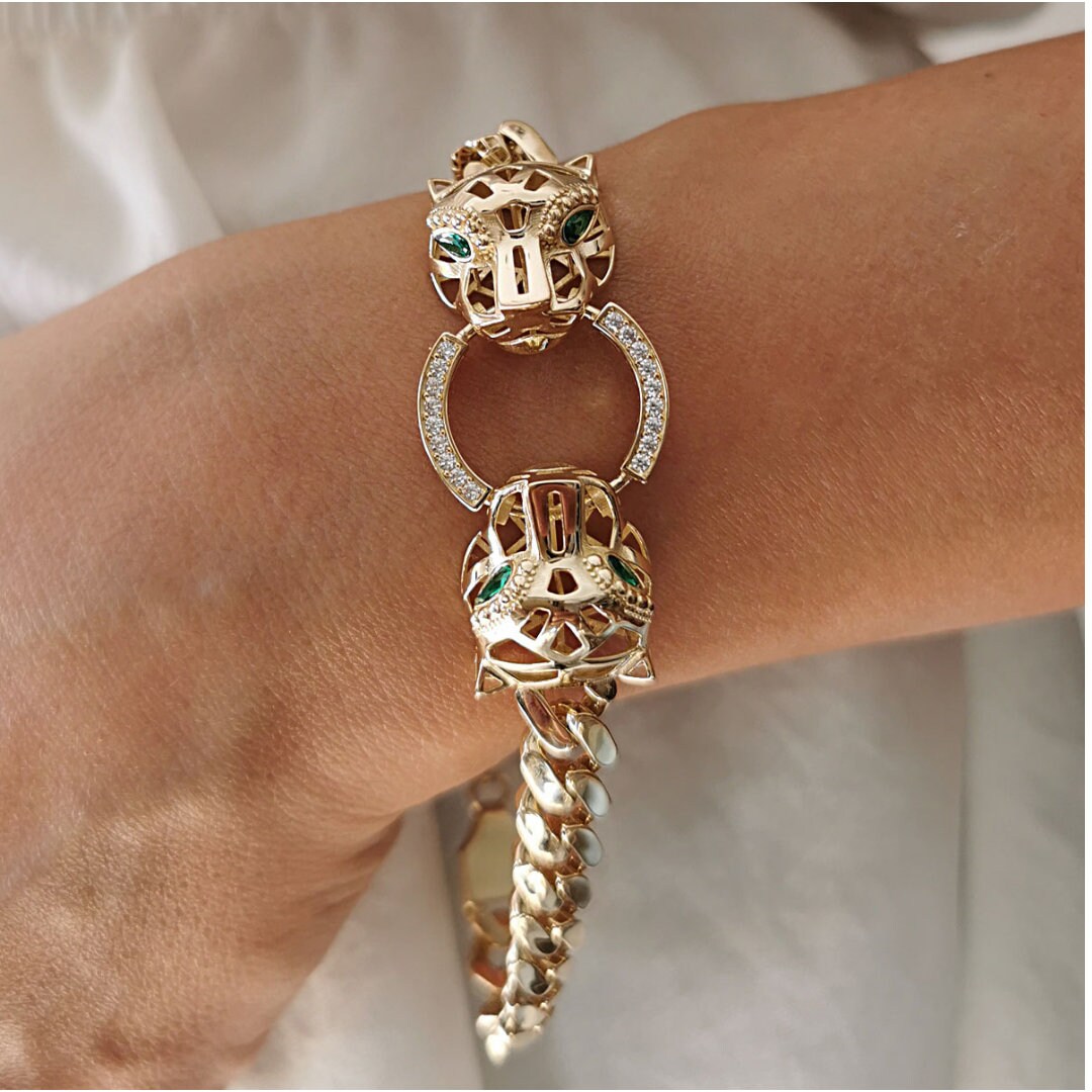 14k gold panther bracelet discount