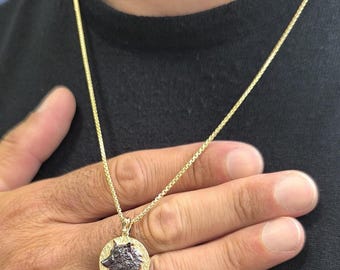 Black Wolf Necklace Gold Pendant 14K Solid Gold Wolf Necklace For Dad Birthday Gift Wolf Gold Pendant For Men Gifts 2 Cm Real Gold Wolf