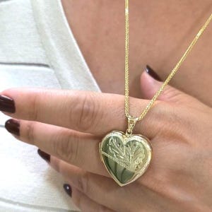 Heart Locket Necklace 14K Gold Picture Locket Pendant For Women Mothers Day Gifts For Women Photo Locket Charm Gifts Personalized Locket