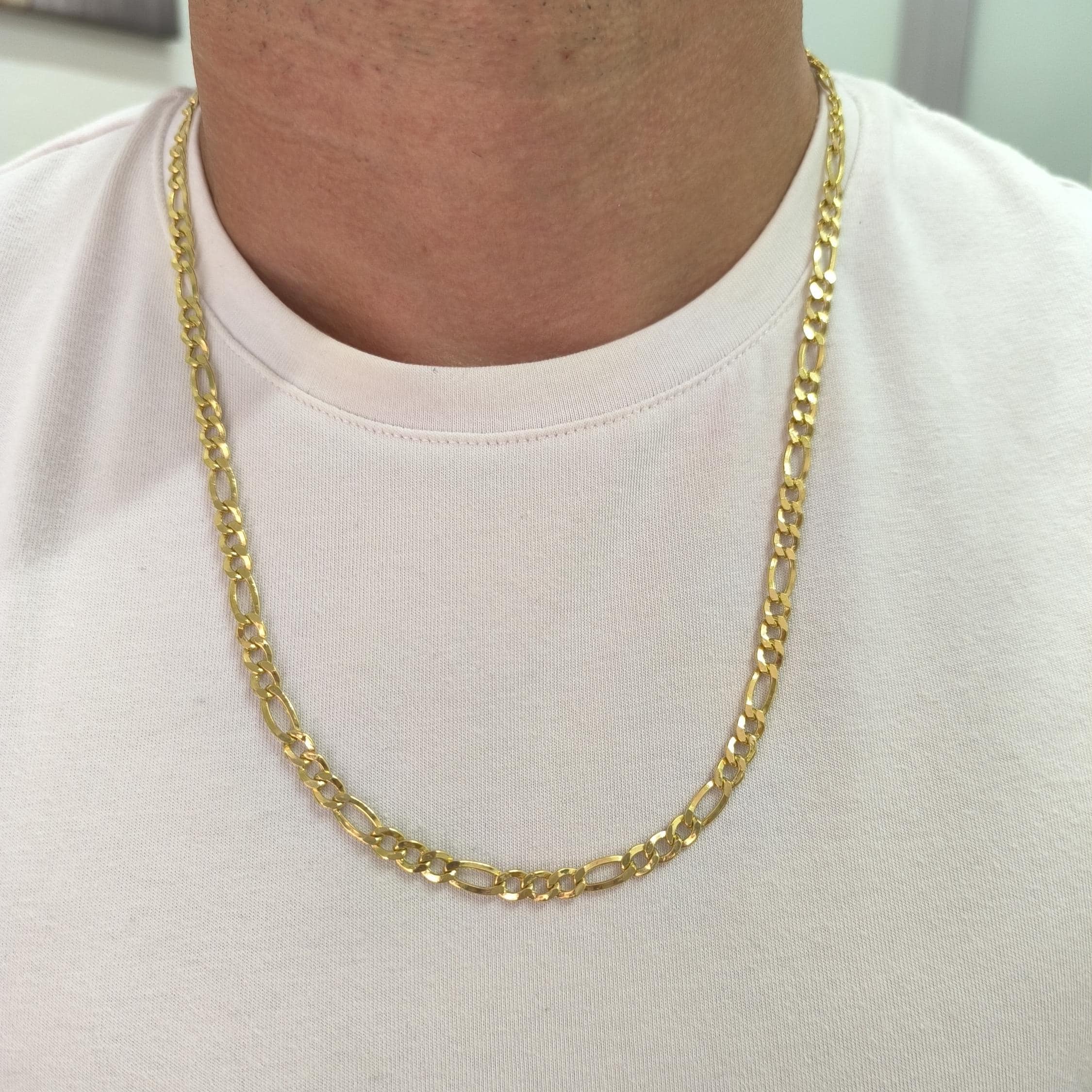 ネックレス・ペンダント Side Pendant Figaro Chain Necklace #5746 Figaro Chain* 14K Gold Figaro Chain Necklace for Men