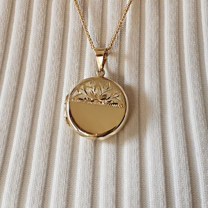 Ronde medaillonketting* 14K gouden medaillonhanger voor vrouwen Huwelijkscadeaus* Familiefoto gouden medaillonketting Verjaardagscadeaus* Gepersonaliseerde charme