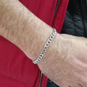 Cuban Chain Bracelet* 14K Gold Cuban Bracelet Unisex Jewelry For Couple Gifts* Cuban Link Bracelet For Men Jewelry* White Gold Bracelet Son
