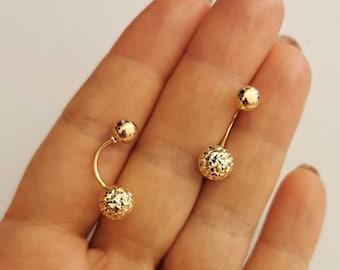 Belly Ring* 14K Gold Belly Ring For Girl Birthday Jewelry* For Women Belly Button Jewelry Diamond Cutting Everyday Jewelry* Belly Piercing