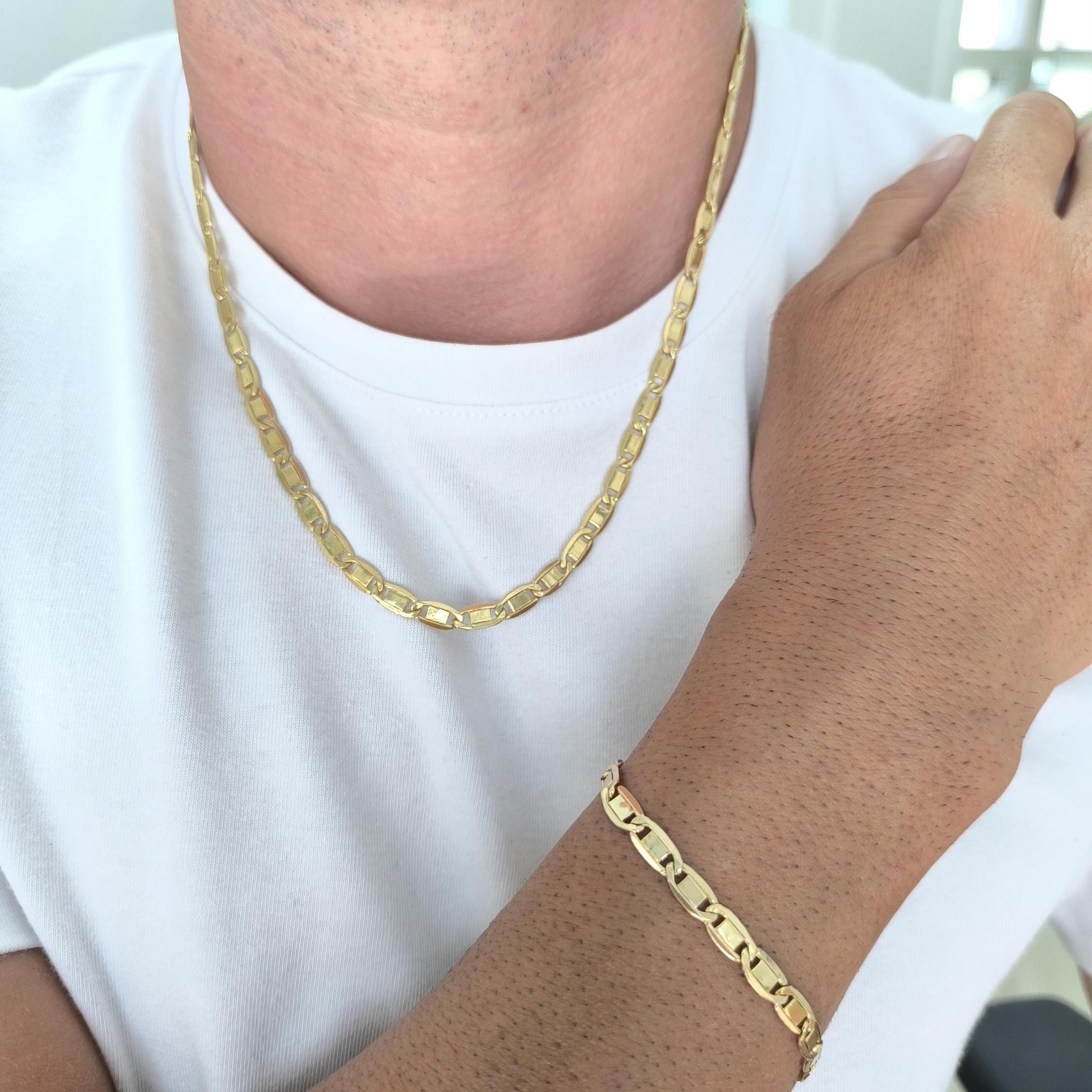 アクセサリー VALENTINO Kihei Gold Long Necklace 14K Solid Gold Valentino Link Chain Diamond Cut Necklace