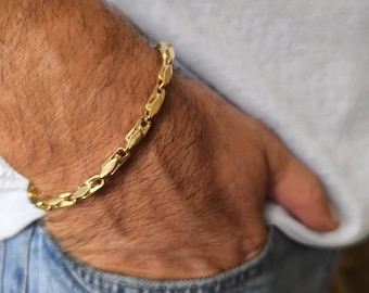 14K Gold Bracelet Chain: Handmade Real Gold Jewelry Gift