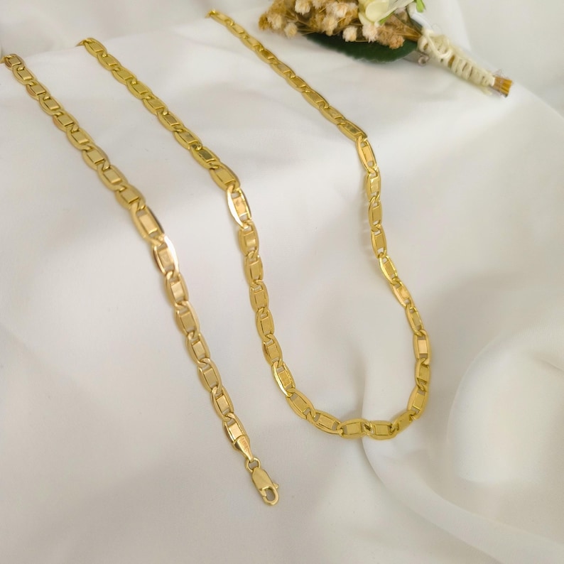 Valentino Chain* 14K Gold Chain Necklace For Men Birthday Gifts* Valentino Chain Bracelet For Women Christmas Gifts* Yellow Gold Valentino