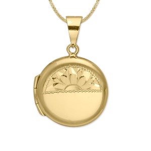 14K Gold Round Locket Necklace: Personalized Photo Pendant
