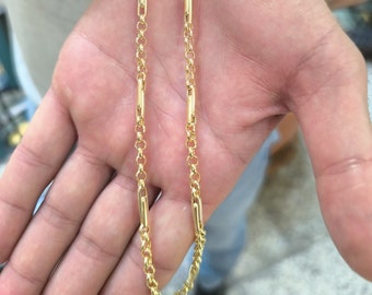 14K Gold Chain Necklace for Men: Handmade Solid Gold Jewelry, 22 Inch