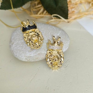 Lion Pendant* 14K Gold Lion Necklace For Dad Christmas Gifts* Lion Charm Pendant For Him Birthday Gift* Real Yellow Gold  Pendant Gifts Boy