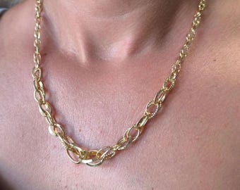 Hallow Chain Necklace 14K Halow Ring Necklace Gold Necklace Hair Braiding Gold Chain Gold Byzantine Necklace Women Mothers Day Gift Necklace