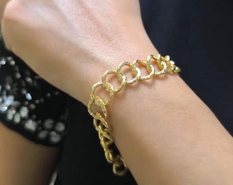 Handmade 14K Gold Curb Link Bracelet - 7.5 inch