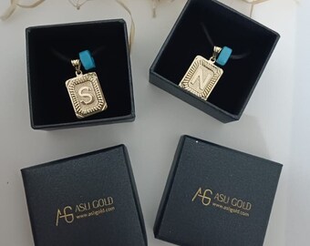 14K Gold Buchstabe Anhänger Halskette: Initial Anhänger, Geschenk zum Geburtstag