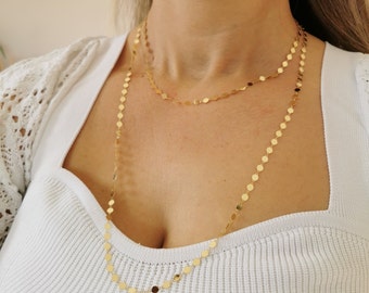 Mirror Chain* 14K Gold Mirror Chain Necklace For Women Gift* Mirror Chain Bracelet For Mom Gifts* 4mm Mirror Chain Necklace* Real Gold Chain
