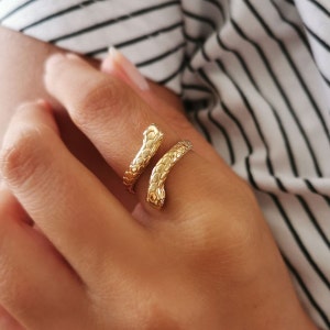 Minimalist 14K Gold Snake Ring: Hand-Polished Birthday Gift