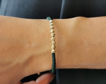 14K Gold Bead Bracelet: Handmade Stackable Jewelry, Couples Gift