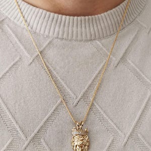 2.7 Cm Lion Gold Pendant 14K Solid Gold Lion Necklace For Dad Birthday Gift Lion Gold Pendant For Men Gifts Real Gold Lion Charm