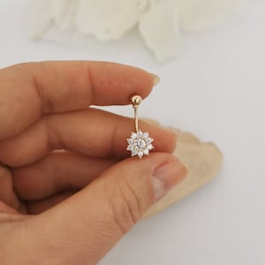 Belly Ring* 14K Gold Flower Belly Ring Jewelry For Girl Birthday Jewelry* For Women Belly Button Jewelry* Christmas Gifts For Women