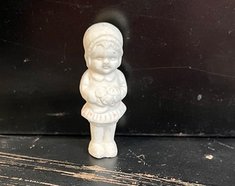Vintage Bisque Miniature Figure, Little Girl Figure, Porcelain Knick Knack