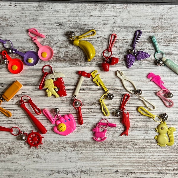 1980’s Bell Charms, Kids Jewelry, Plastic Charm Necklace, You Pick