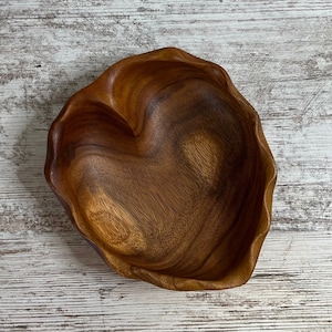 Vintage Wood Leaf Bowl, MCM Wood Decor, Snack Dish