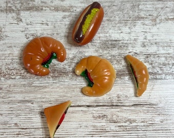 Stare gumowe magnesy na żywność, dekoracje żywności, magnesy na lodówkę, kanapki, hotdogi