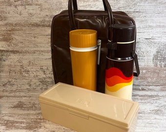 Zestaw Vintage Thermos, Piknik, Kemping