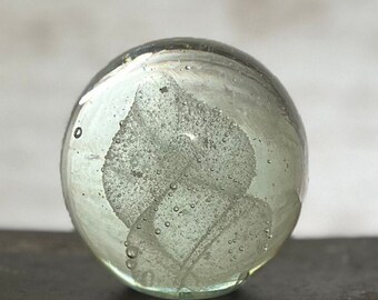 Vintage Glass Paperweight, Swirls, Bubbles, Office Décor