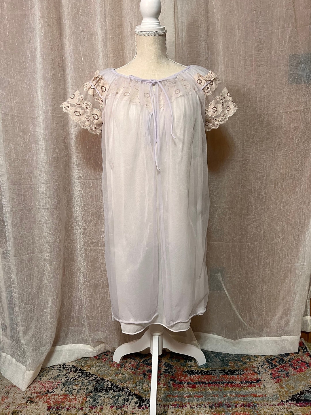 Vintage Negligee and Peignoir Set, Chiffon, Lace, Lilac - Etsy
