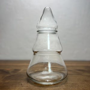 Vintage glazen kerstboom snoeppot, decoratieve bus, dennenboom